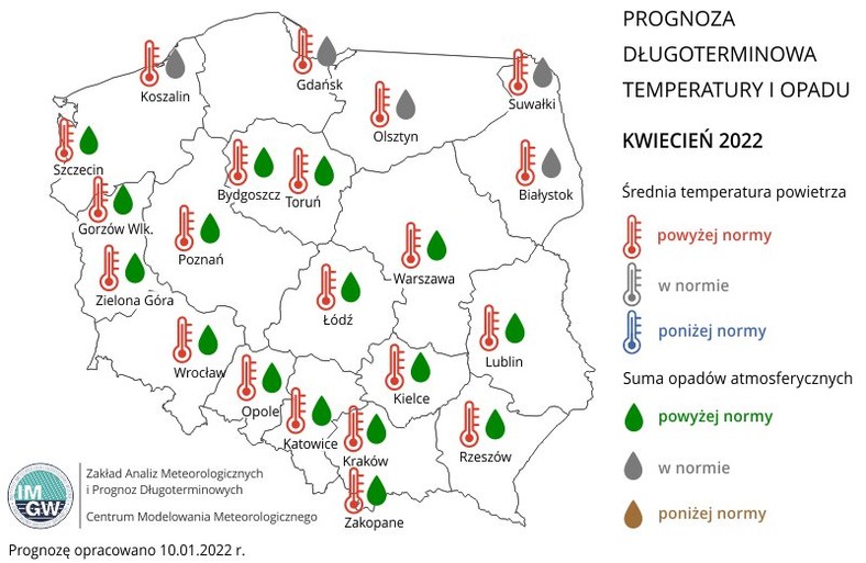 Prognoza pogody IMGW na kwiecień 2022 r.