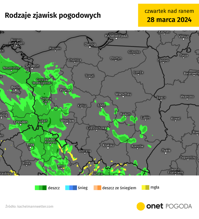 W nocy ze środy na czwartek nad Polskę nadciągnie front