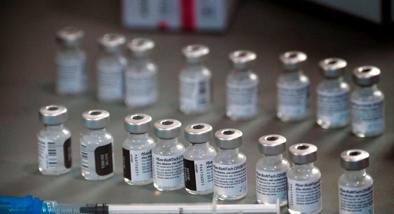 Vials of the Pfizer-BioNTech Covid-19 vaccine.
