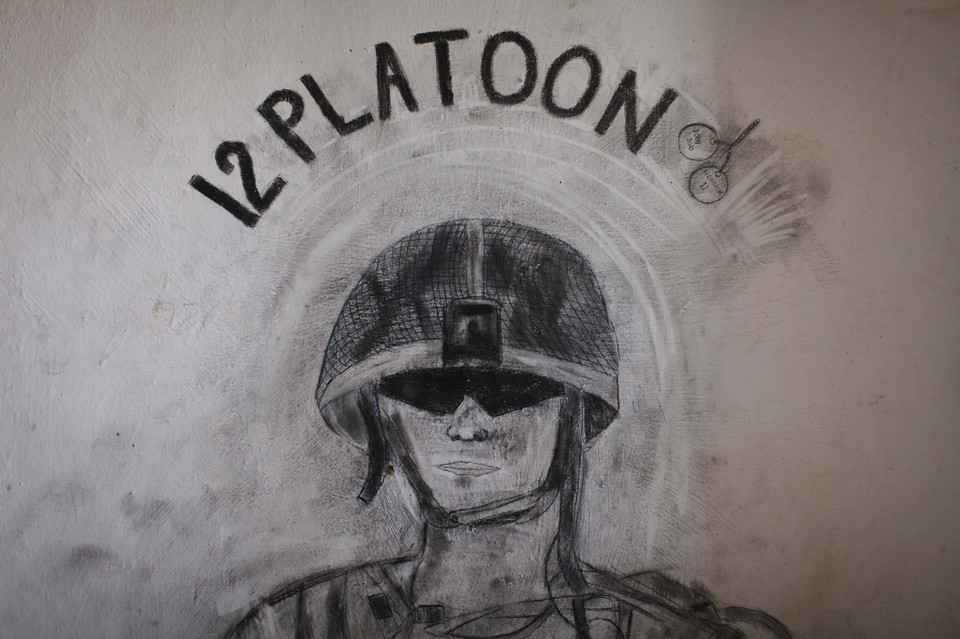 a Graffiti l on the walls of a compound in southern Afghanistan's Helmand province