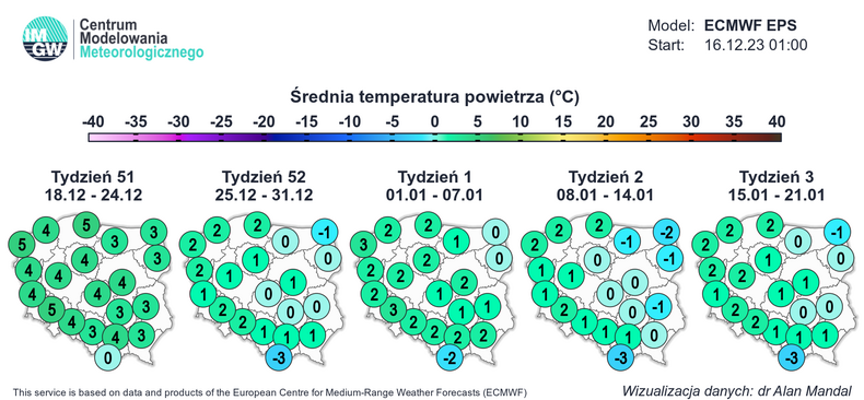 W większej części Polski średnia temperatura dobowa przekroczy 0 st. C