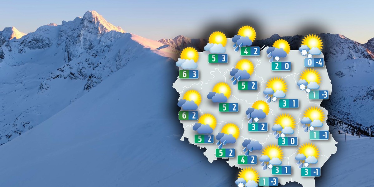 W górach sypie śnieg. Widać w prognozie lekko mroźne noce, na obszarach podgórskich temperatura może spaść do -10 stopni.