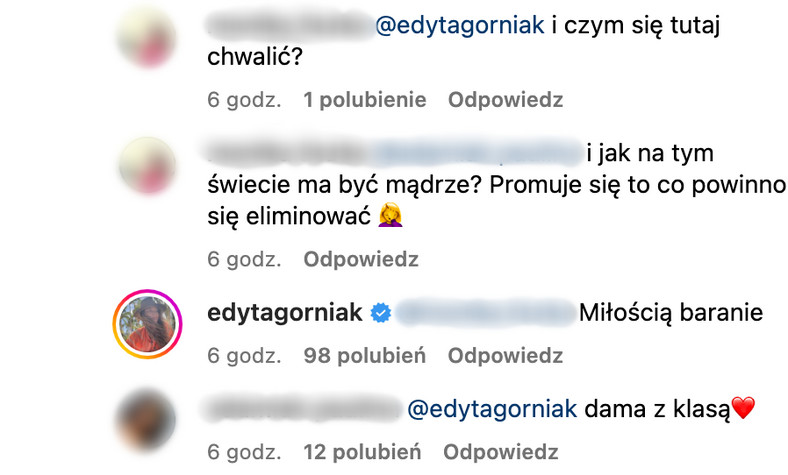 Edyta Górniak wdała się w kłótnię na Instagramie