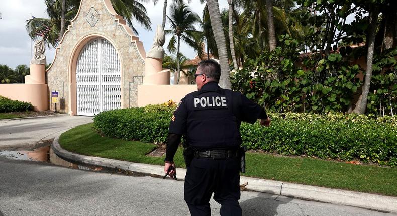 Police outside of Mar-a-Lago in West Palm Beach, Florida, on Tuesday August 9, 2022.Joe Cavaretta/South Florida Sun Sentinel/Tribune News Service via Getty Images