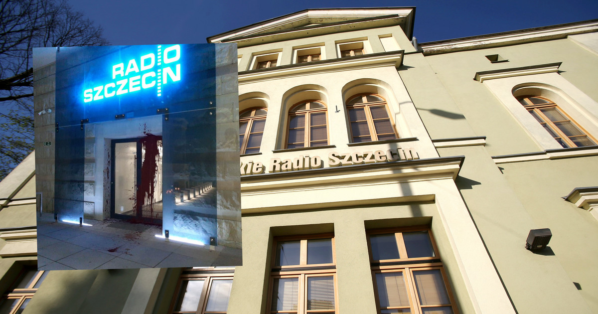 Wejście do budynku Radia Szczecin oblane farbą - Wiadomości