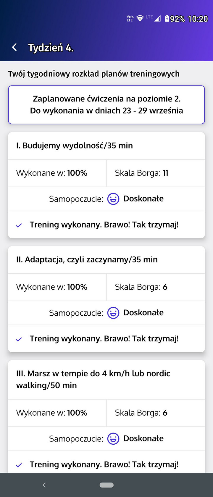 Plan treningów w programie NFZ &quot;8 tygodni do zdrowia&quot;