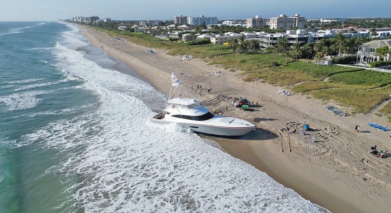 A yacht recently got stranded on Florida's Delray Beach.Rick Iossi