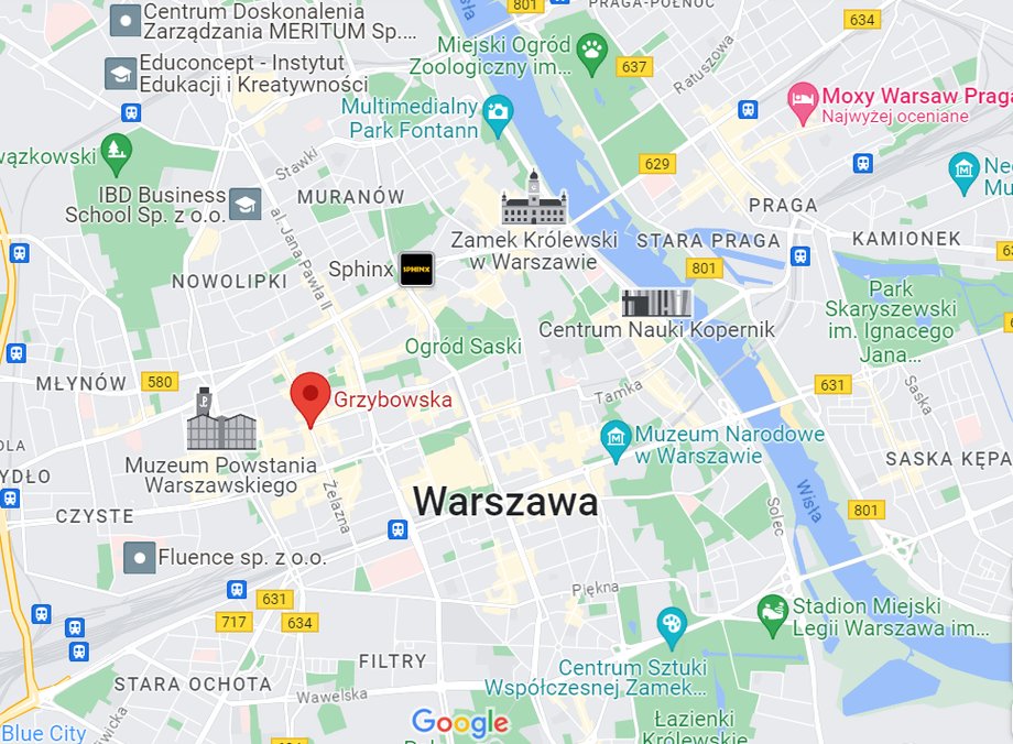 Ul. Grzybowska na mapie Warszawy