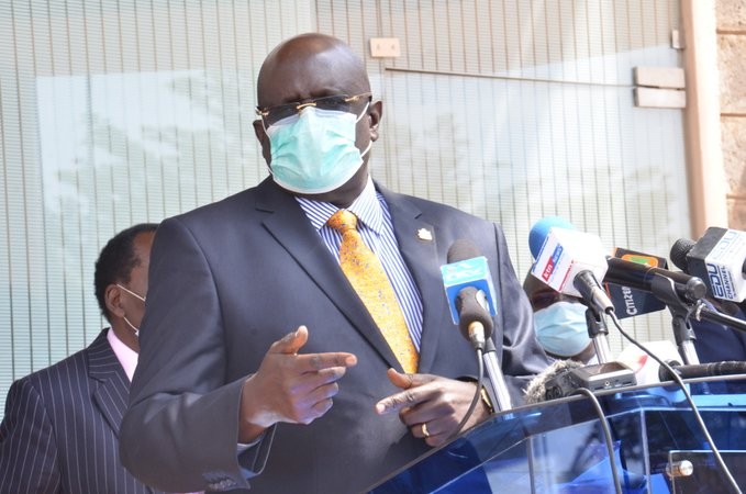 Education CS George Magoha during a recent press briefing on the reopening of schools amid Coronavirus pandemic