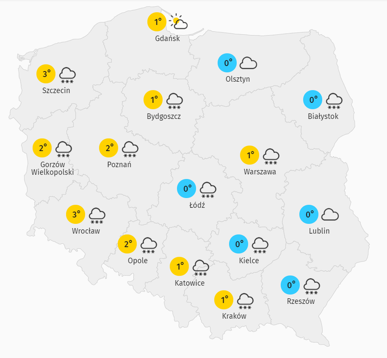 Pogoda w środę, 13 stycznia 2021