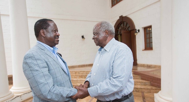 AU Envoy Raila Odinga with Fomer President Mwai Kibaki