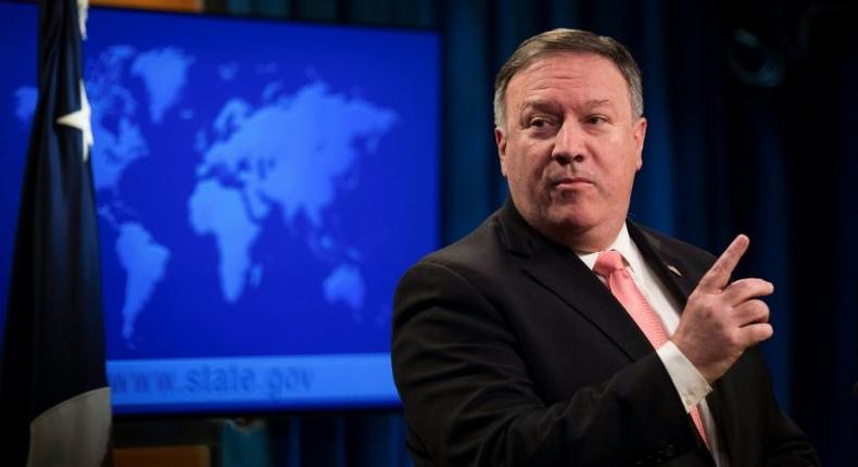 US Secretary of State Mike Pompeo, pictured in Washington on October 23, 2018, said the sanctions were intended to starve the Iranian regime of the funds it uses to fund violent activity throughout the Middle East and around the world