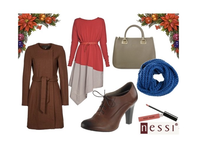 Stylizacja 3: sukienka Magda Hasiak, płaszcz Zalando.pl, torebka - Liu-Jo riccardo.pl, szal – Even Odd, buty Nessi www.nessi.com.pl