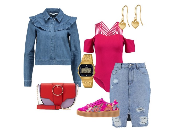 STYLIZACJE z jeansową spódnicą