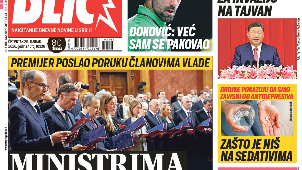 Blic naslovna strana za 29.1.