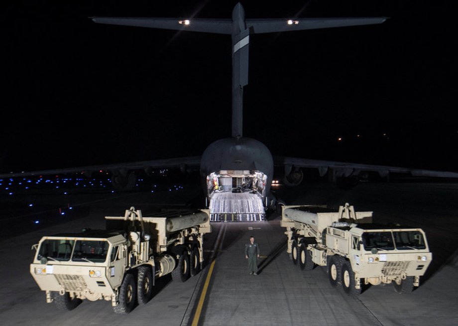 Terminal High-Altitude Area Defense interceptors arrive at Osan Air Base in Pyeongtaek, South Korea.