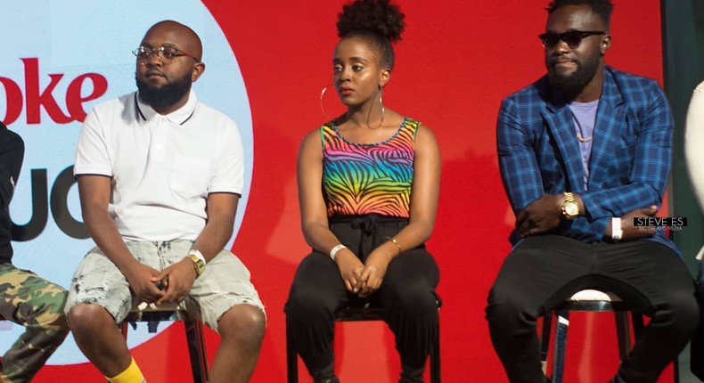 Singer Nadia Mukami, Moji and NaiBoi at Coke Studio 