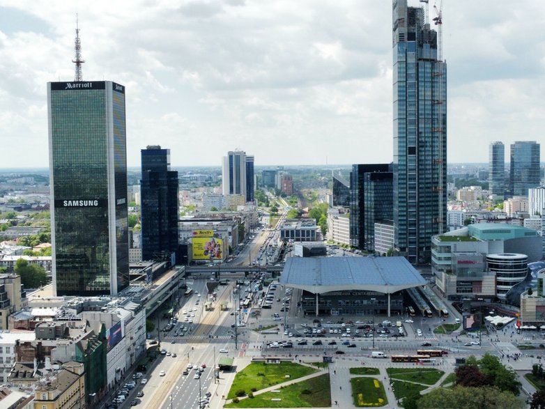 Marriott hotel on Warsaw map