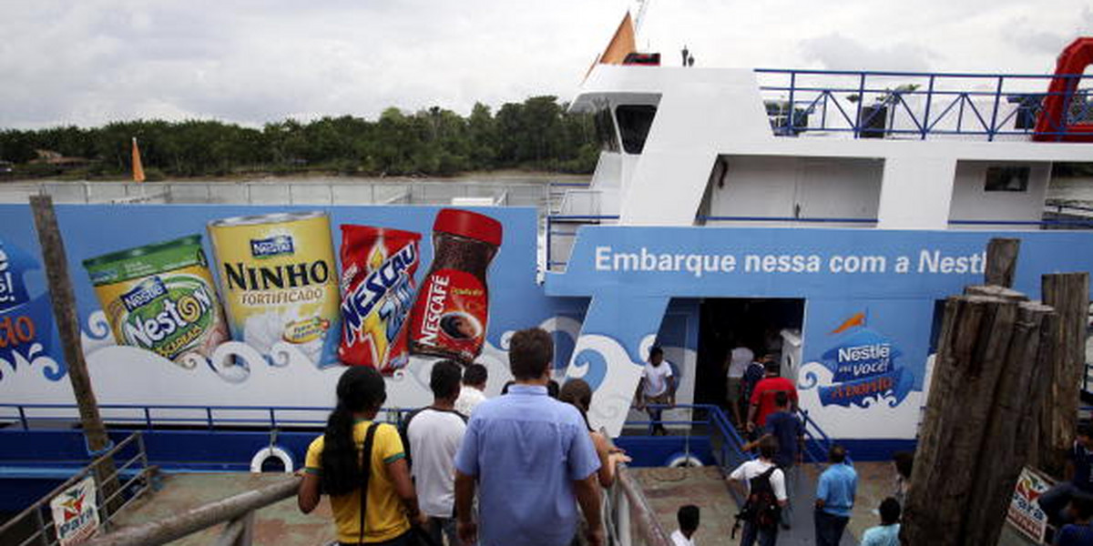 Nestlé sponsored a river barge to create a 'floating supermarket' that sold candy and chocolate pudding to the backwoods of Brazil