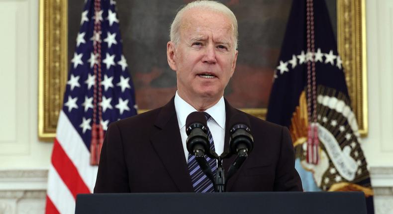 President Joe Biden gives a public speech.