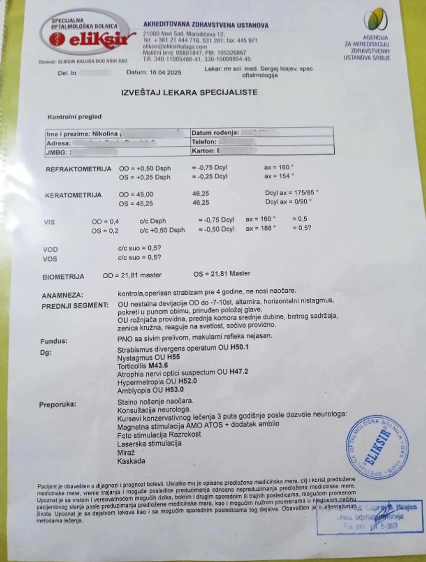 Izveštaj lekara specijaliste