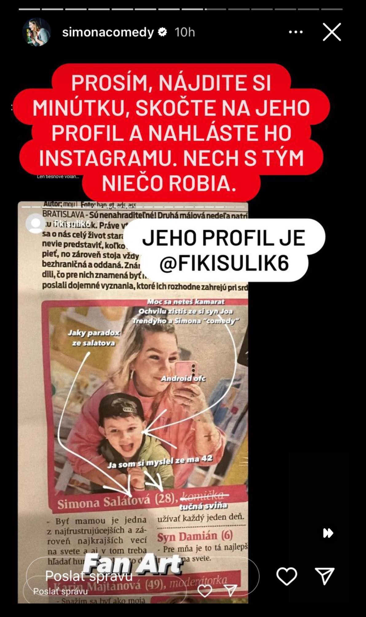 Salátová nemohla ostať ticho.
