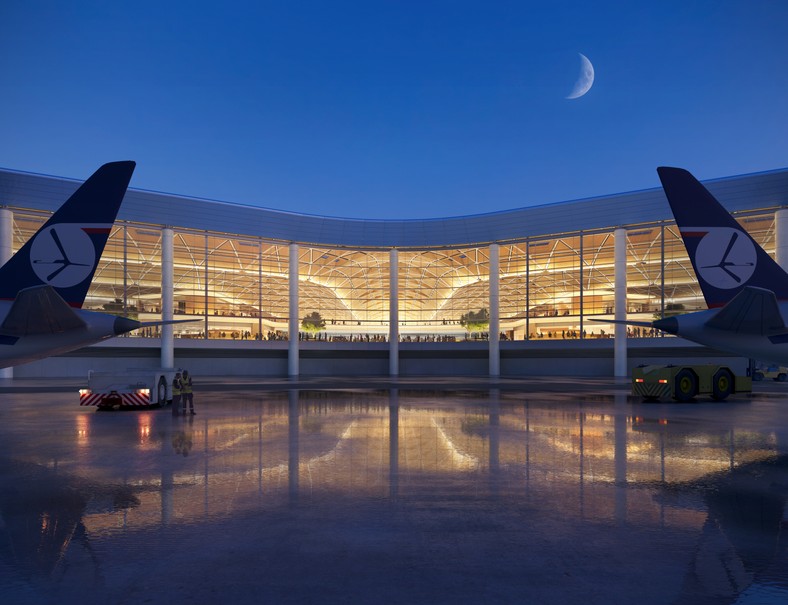 Zachodnia fasada. Wizualizacje CPK. Źródło: Foster + Partners.