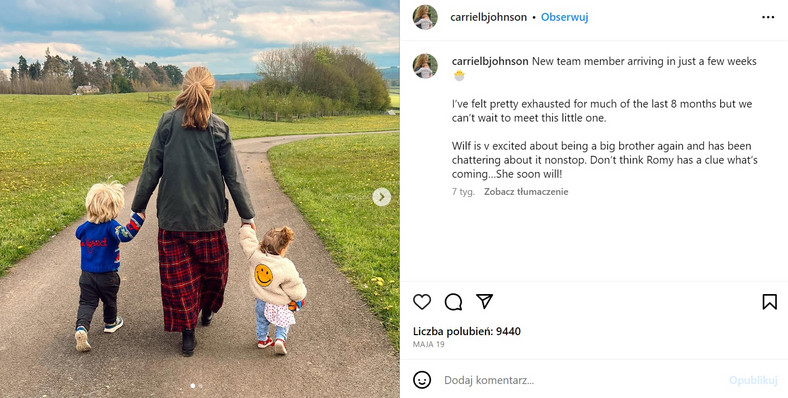 Carrie Johnson na Instagramie