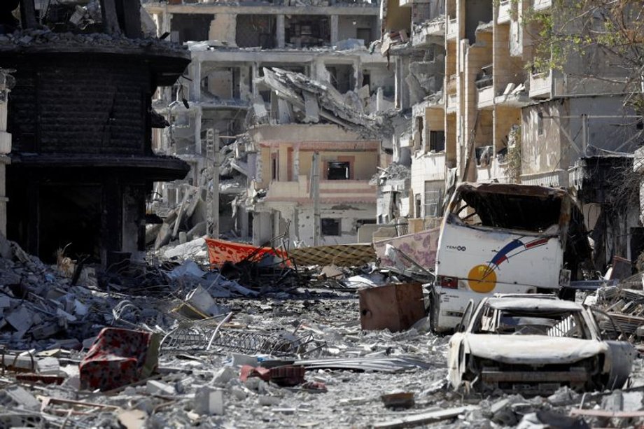 A view of a part of downtown Raqqa after it was liberated from the Islamic State militants, in Raqqa