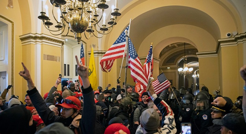 Rioters inside the US Capitol on January 6, 2021.Brent Stirton/Getty Images