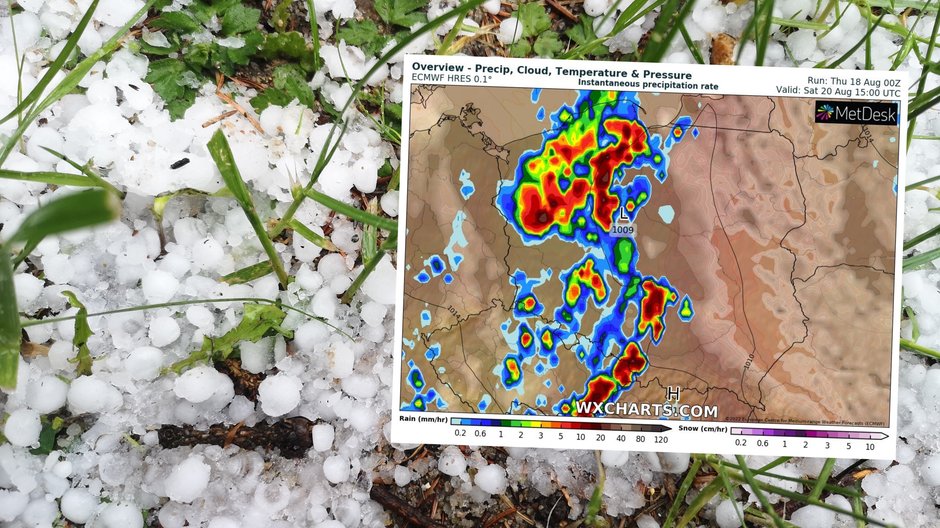 Fala burz zakończy panowanie upałów w Polsce (mapa: wxcharts.com)