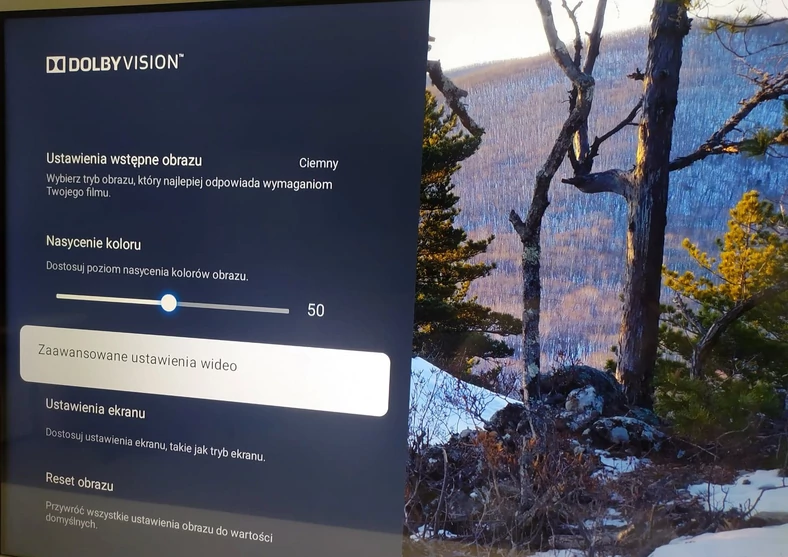 Gdy oglądamy treści wspierające Dolny Vision, w telewizorze od razu pojawia się odpowiednia funkcja