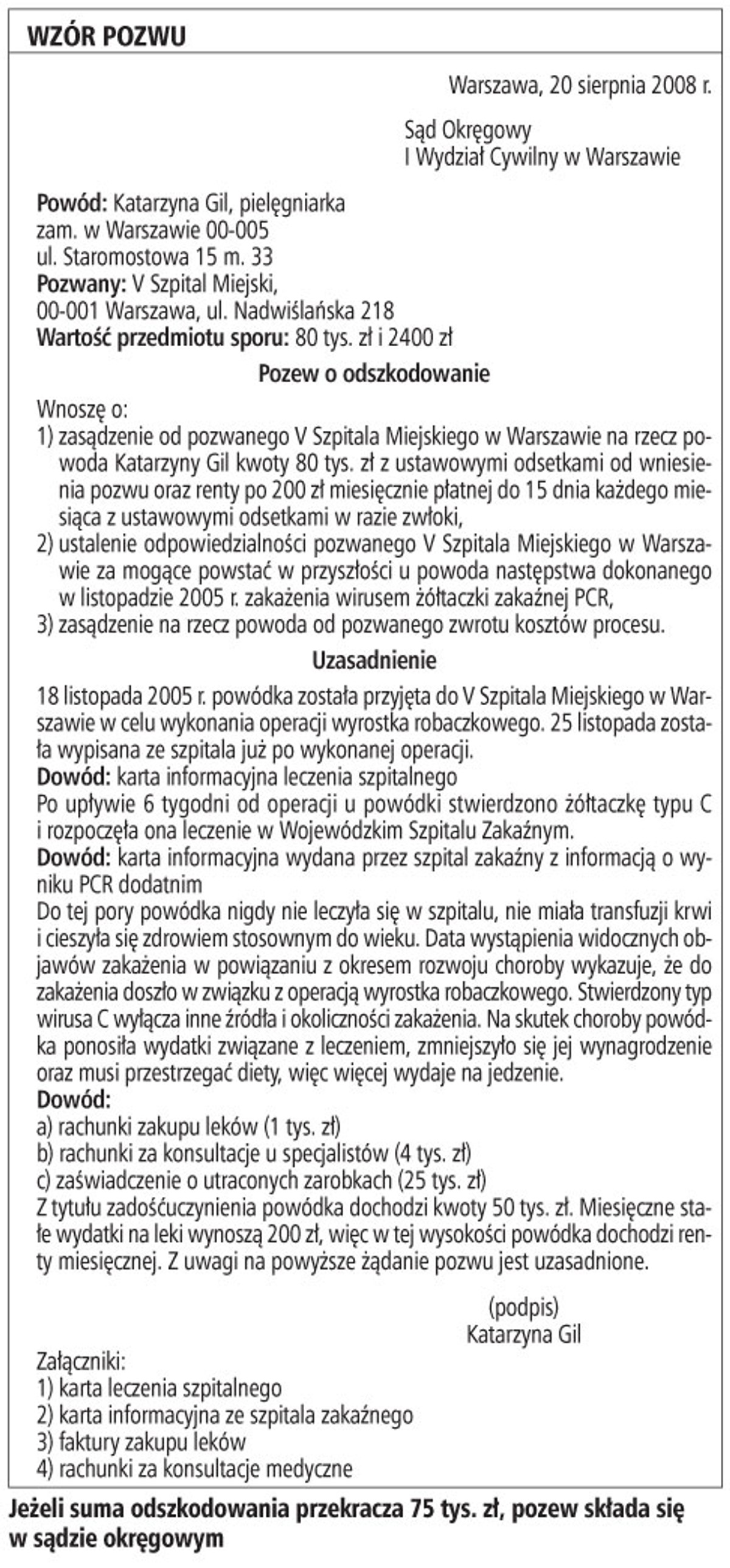 Wzór pozwu