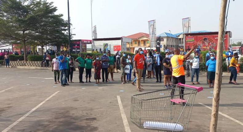 Some workers at the designated Assembly Points