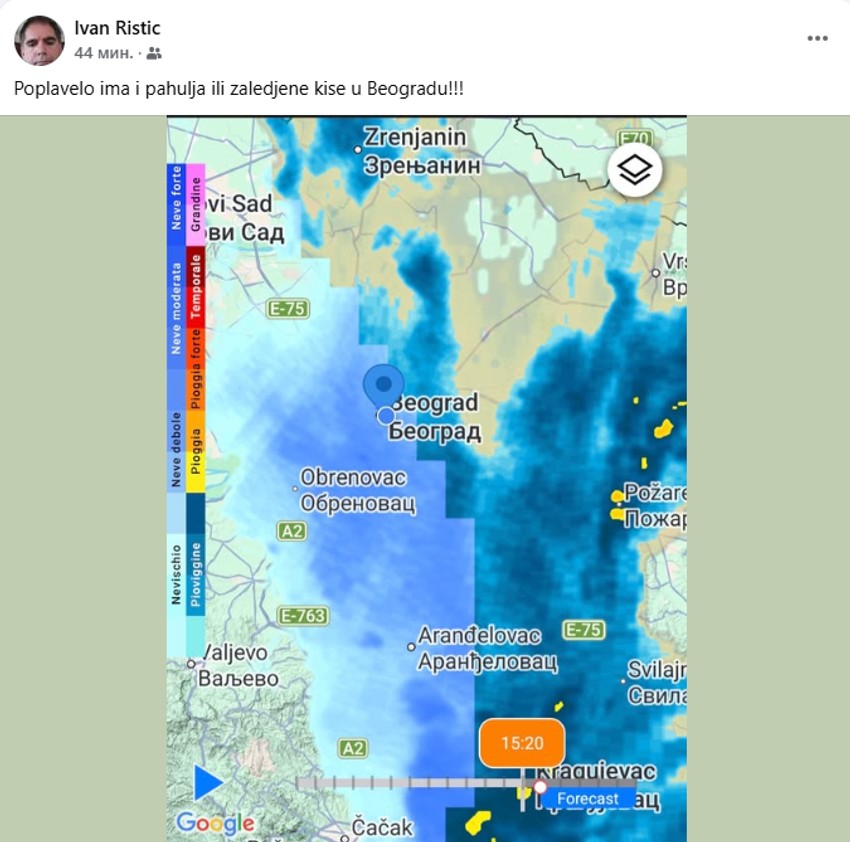 Ledena kiša u Beogradu