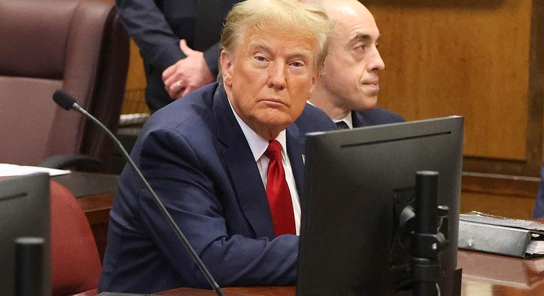 Republican presidential candidate, former U.S. President Donald Trump, attends a pretrial hearing at Manhattan Criminal Court.Jefferson Siegel-Pool/Getty Images