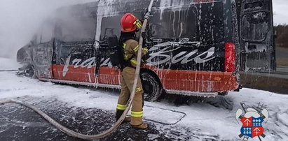 Bus spłonął na drodze ekspresowej niedaleko Leszna. Podróżowały nim dzieci [ZDJĘCIA]