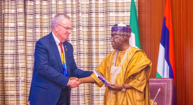 President Bola Tinubu receives Rotary International President, Gordon Mclnally at the State House in Abuja [Presidency]