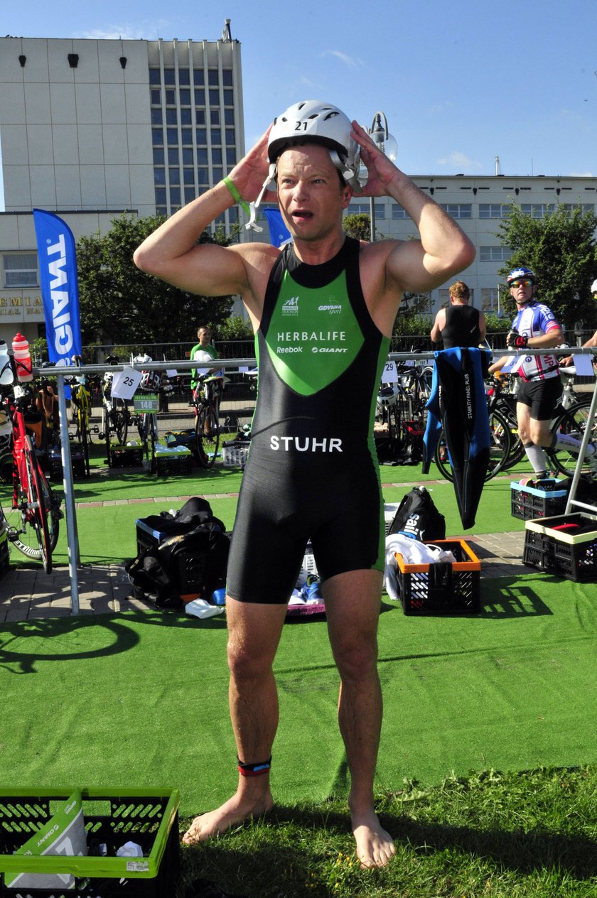 Maciej Stuhr na triathlonie w Gdyni