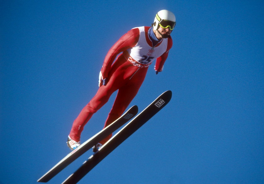 Tadeusz Bafia podczas konkursu skoków do kombinacji norweskiej na igrzyskach w Calgary (1988 r.)