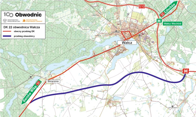 Plan obwodnicy Wałcza w ciągu DK22