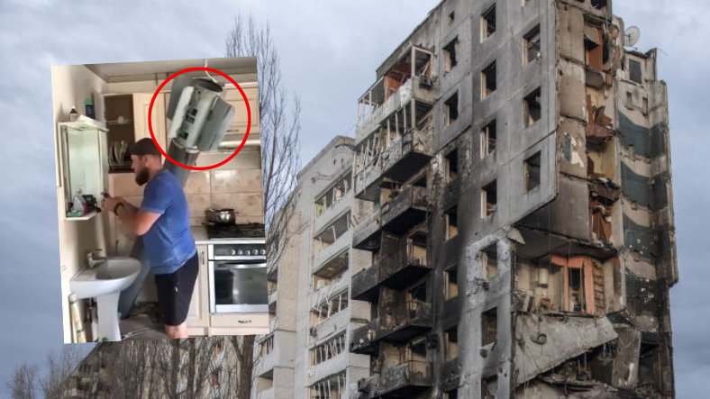 Choć Rosjanie "przemeblowali" mu mieszkanie, jego lokator niewiele sobie z tego robi (Screen: Reddit.com/Damnthatsinteresting)