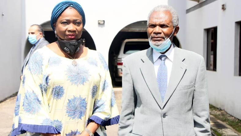 Hon. Abike Dabiri-Erewa, Chairman/CEO, Nigerians in Diaspora Commission (NiDCOM) and Libyan Ambassador to Nigeria Amb. Ayad M.F. Attayary. [Twitter/@nidcom_gov]