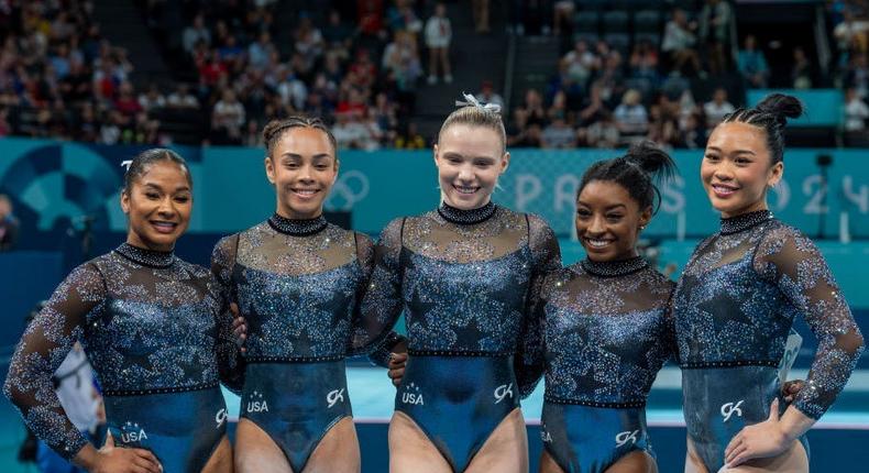 The US women's gymnastics leotards at the 2024 Olympics feature nods to Paris and patriotic themes.Aytac Unal/Anadolu via Getty Images