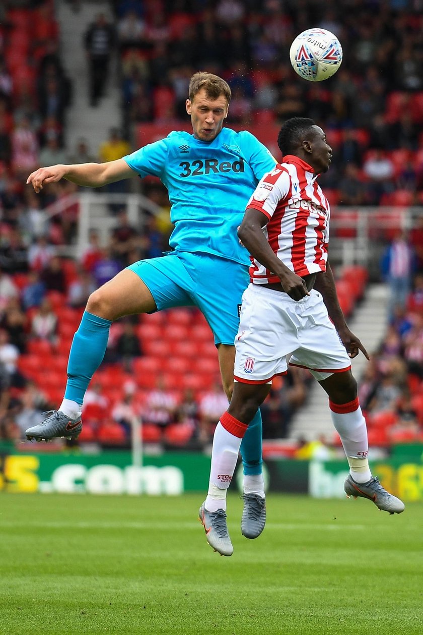 Derby County defender Krystian Bielik 5 during the EFL Sky Bet Championship match between Stoke Ci