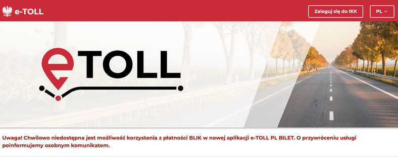 e-TOLL - no payment with Blik 