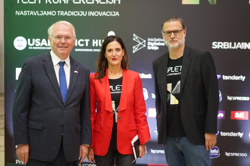Ambasador SAD u Srbiji Kristofer Hil, Aleksandra Popovic, Nebojsa Bjelotomic SPLET TECH 2023.