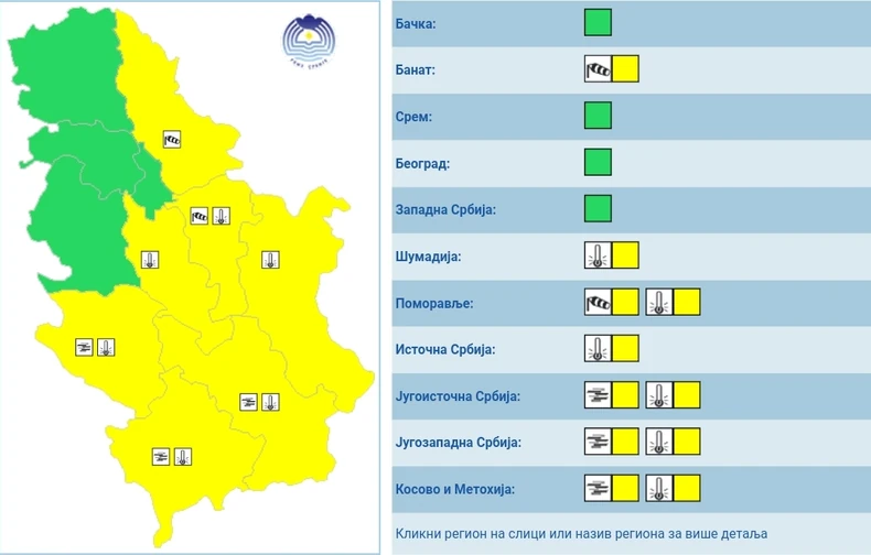 "Žuti" meteoalarm za nedelju