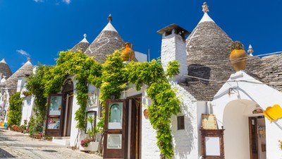 Beautiful town of Alberobello with trulli houses, main turistic district, Apulia region, Southern Italy