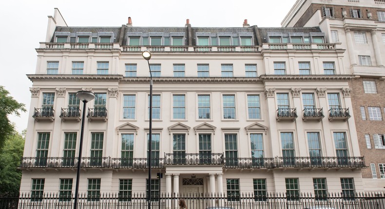 The facade of 2-8a Rutland Gate, thought to be the most expensive home ever sold in Britain.LEON NEAL/AFP via Getty Images.